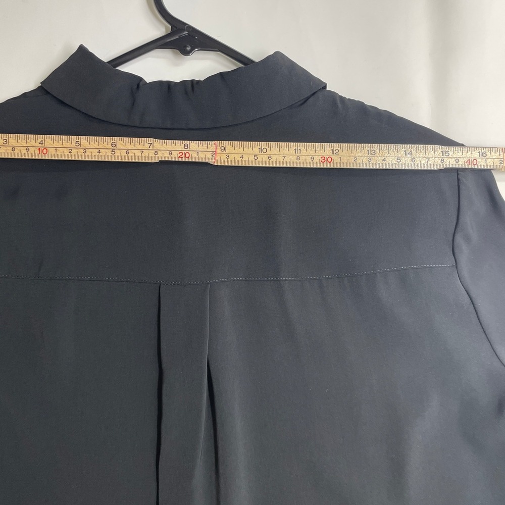 H&M Wmns Black Hidden Button Down Long Sleeve Blouse Sz 6 Officecore Minimalist - Picture 6 of 7
